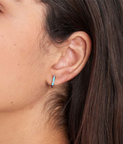 Ania Haie  Turquoise Huggie Hoop Earrings Silver